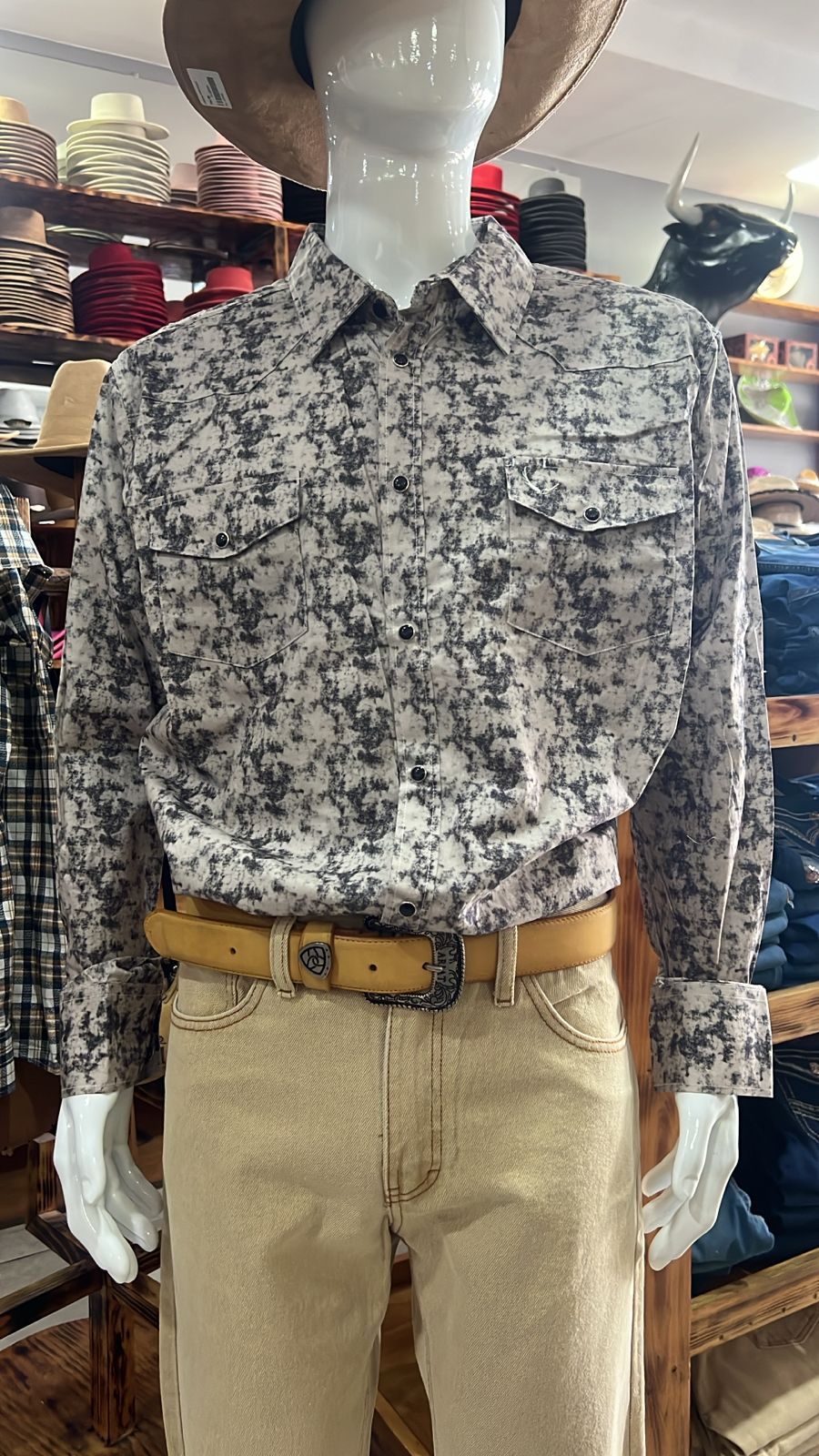 CAMISA MC ALLEN GRIS MANCHAS