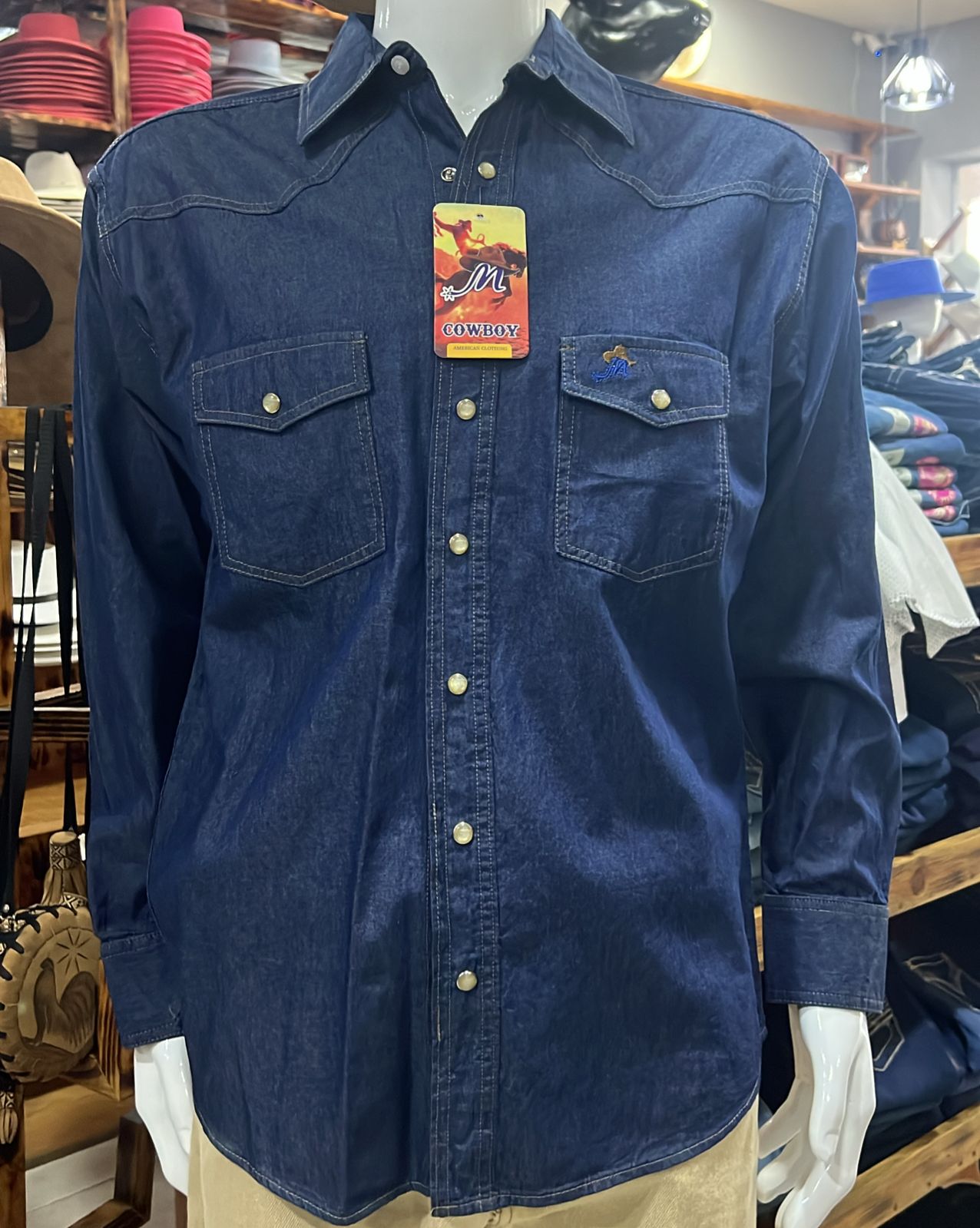 CAMISA COWBOY AZUL MEZCLILLA