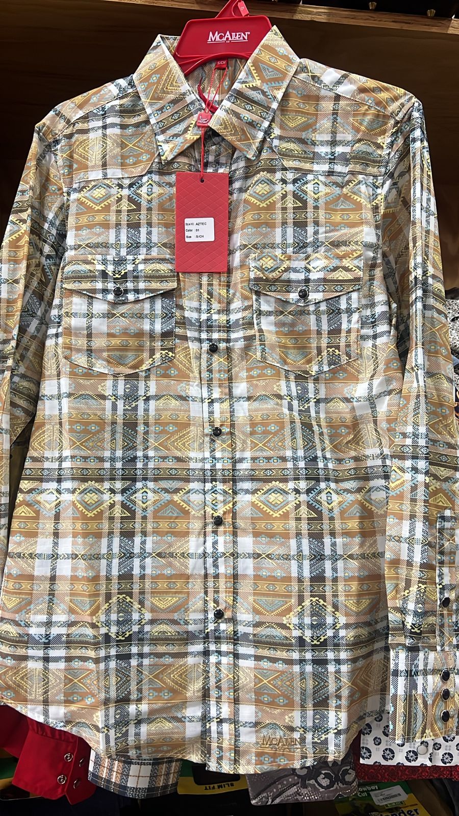 CAMISA MC ALLEN CUADRICULADA AMARILLO BEIGE