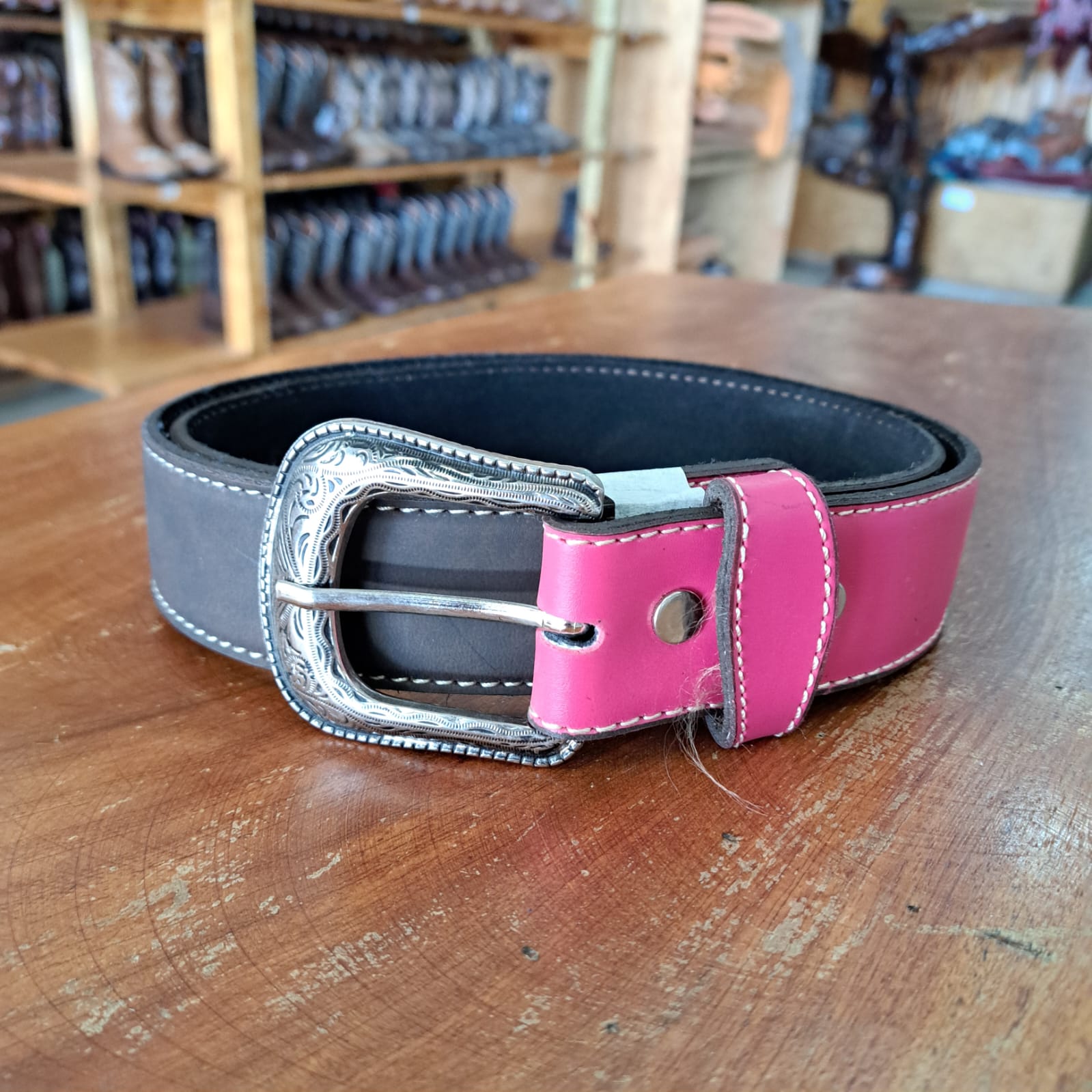 CINTURON Vaquero piel ROSA VARIEDAD