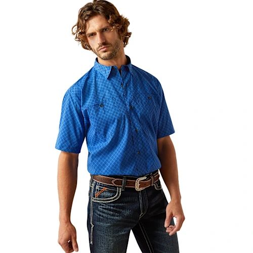 CAMISA ARIAT PARA CABALLERO AZUL ROMBOS