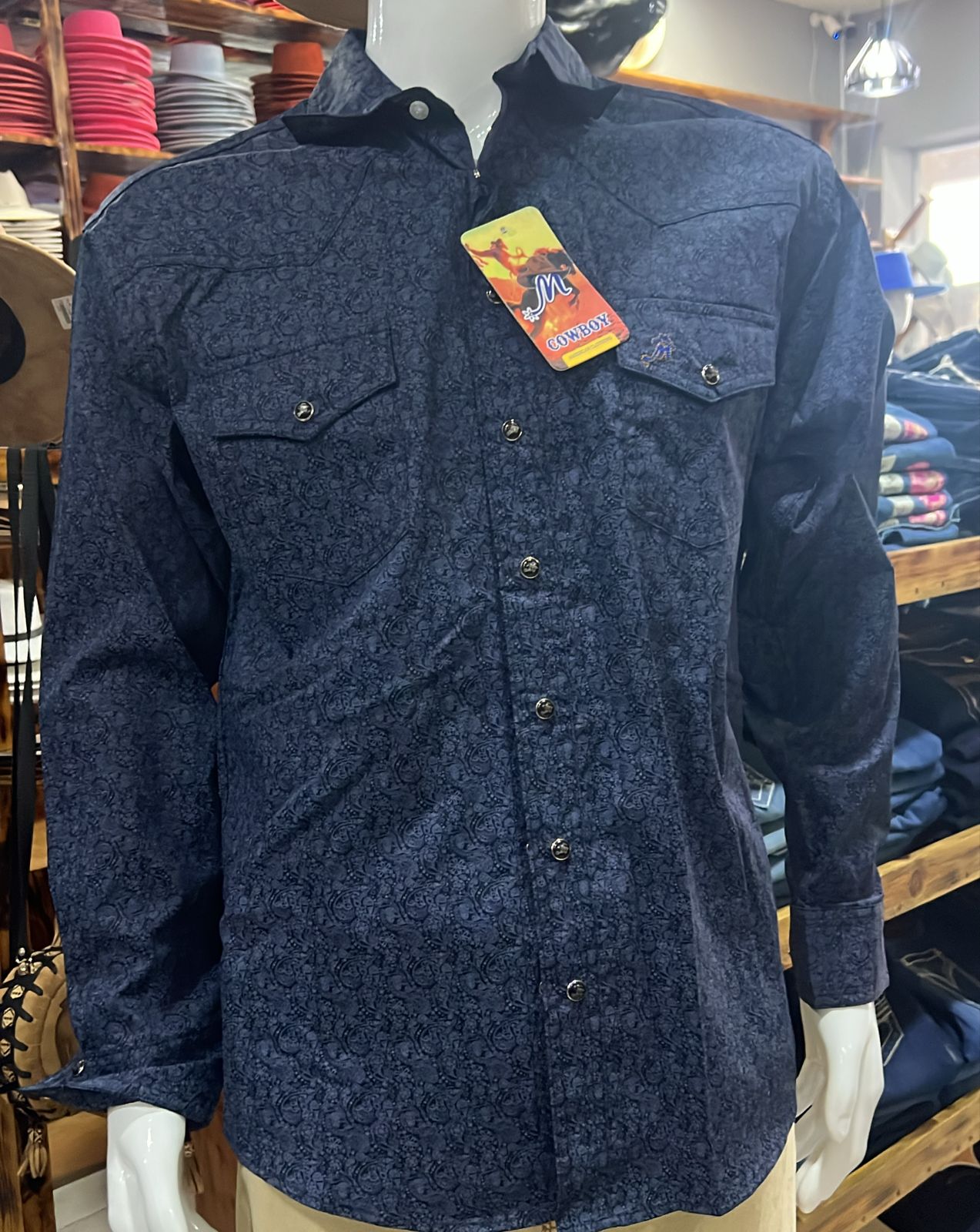 CAMISA COWBOY AZUL NEGRO PAÑUELO