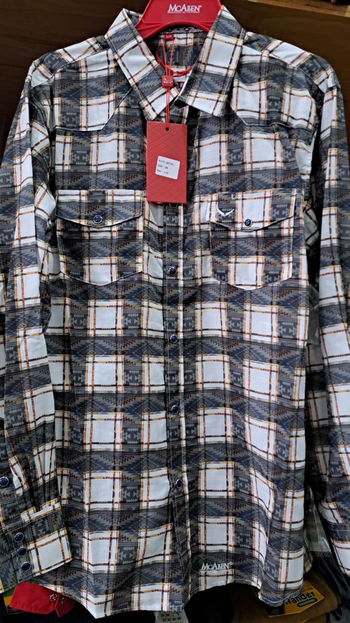 CAMISA MC ALLEN CUADRICULADA BLANCO AMARILLO GRIS