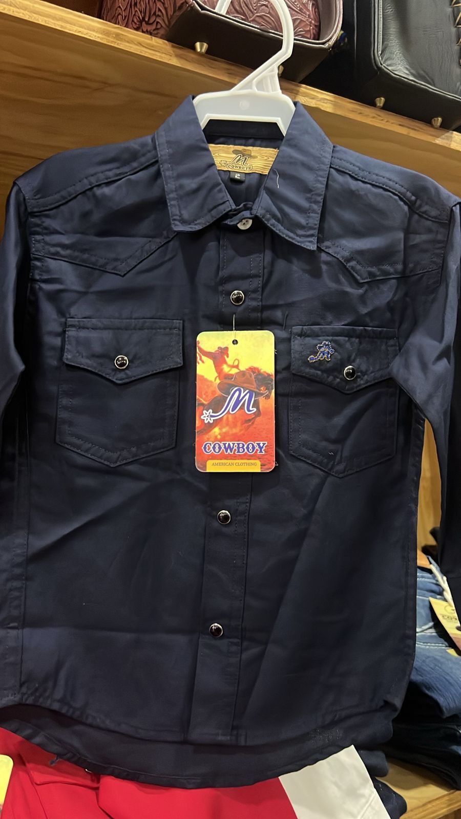 CAMISA COWBOY NIÑO AZUL NEGRO