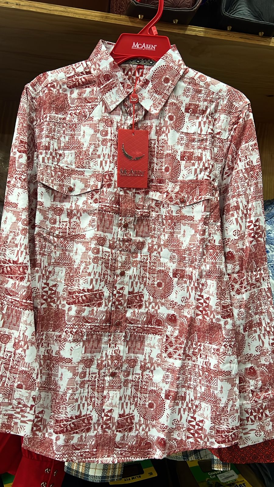 CAMISA MC ALLEN BLANCA ESTAMPADO ROJO