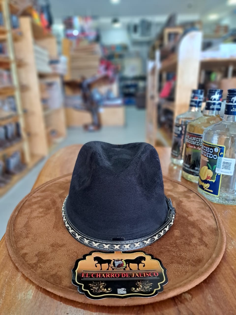 SOMBRERO GAMUZA BICOLOR NGRO/ MIEL