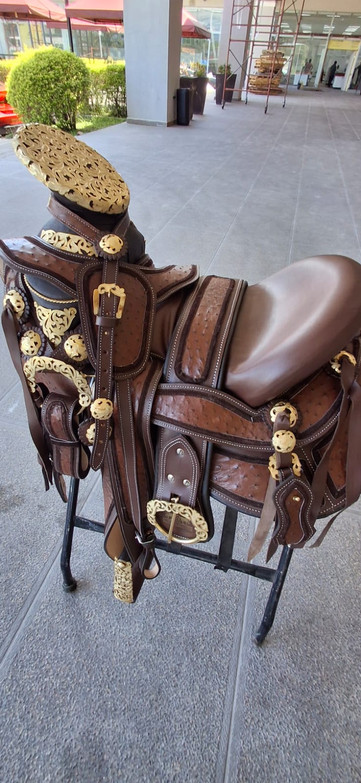 MONTURA CHOCO AVESTRUZ MEDIO FUSTE CALDO FORRADO Y HERRAJES CHAPEADOS