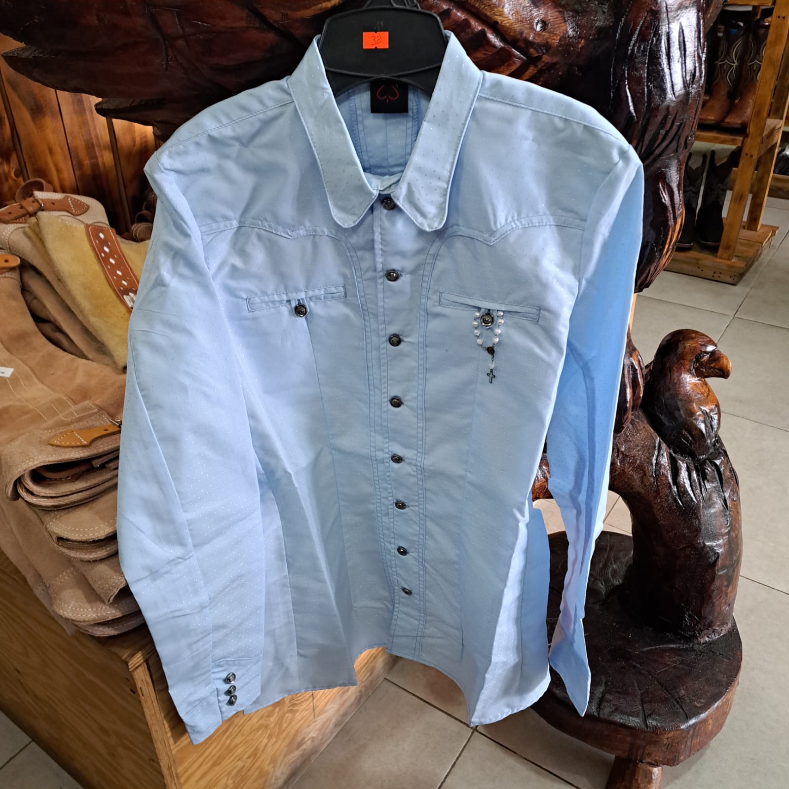CAMISA CHARRA CELESTE CIELO