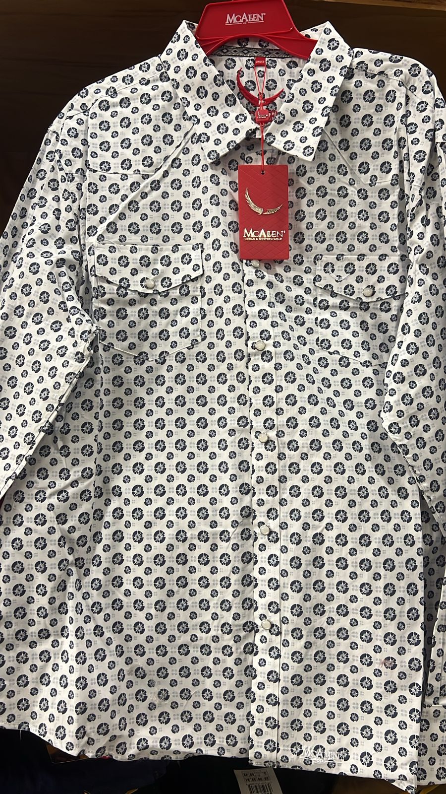 CAMISA MC ALLEN BLANCA CIRCULOS AZULES