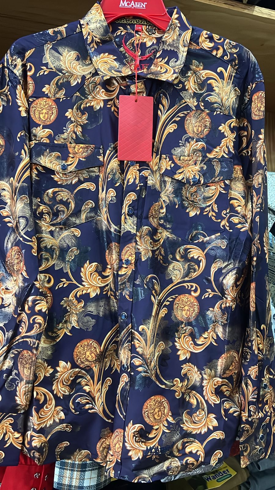 CAMISA MC ALLEN AZUL DETALLES NARANJA